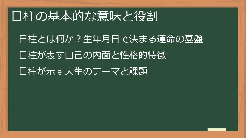 日柱の基本的な意味と役割