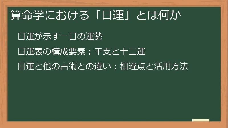 算命学における「日運」とは何か
