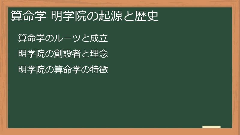 算命学 明学院の起源と歴史