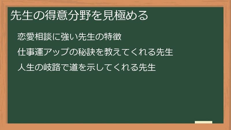 先生の得意分野を見極める
