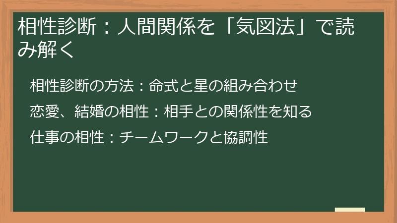 相性診断:人間関係を「気図法」で読み解く