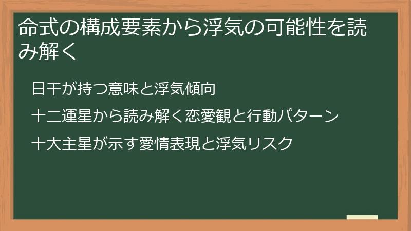 命式の構成要素から浮気の可能性を読み解く