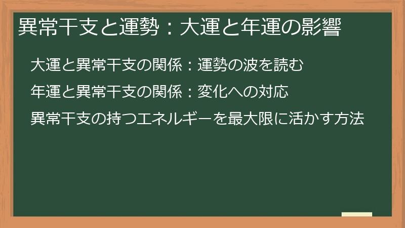 異常干支と運勢：大運と年運の影響