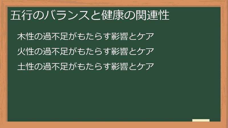 五行のバランスと健康の関連性