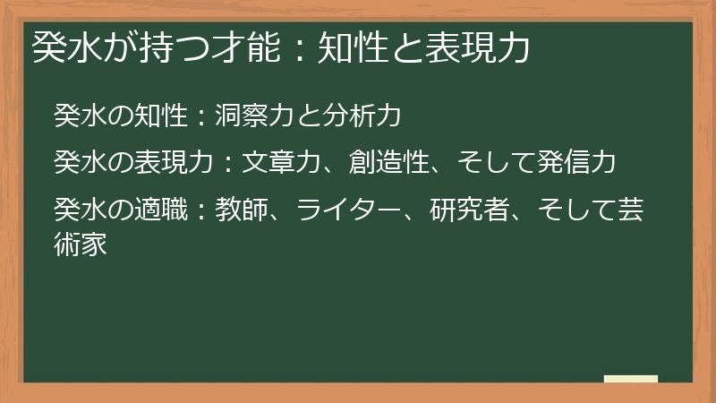 癸水が持つ才能：知性と表現力