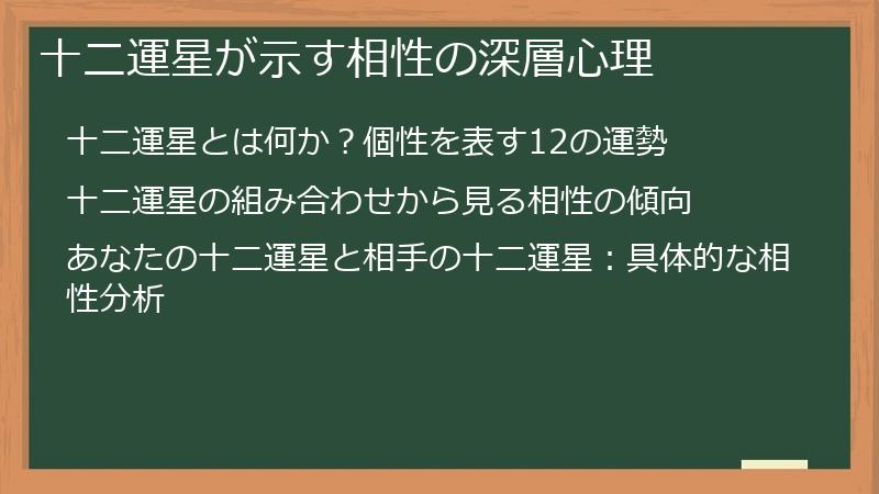 十二運星が示す相性の深層心理