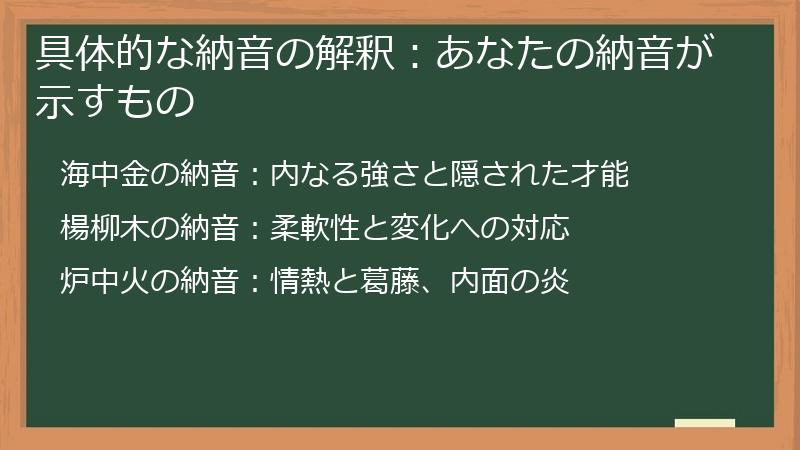 具体的な納音の解釈：あなたの納音が示すもの