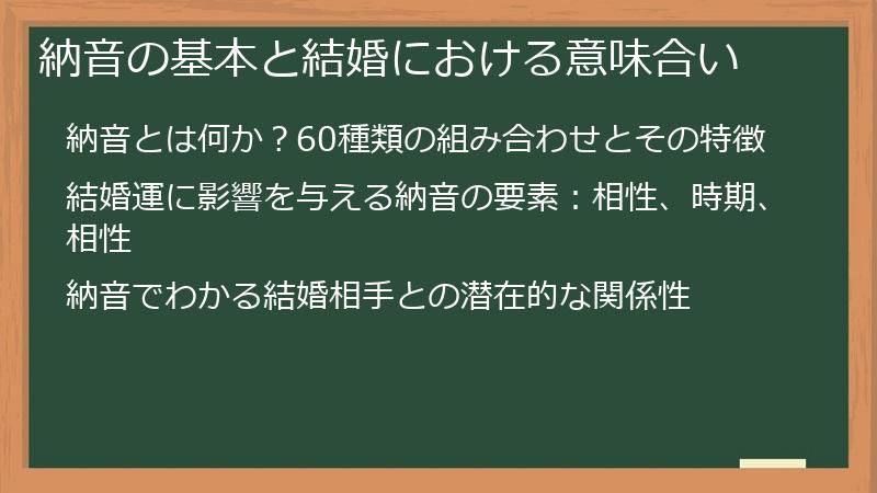 納音の基本と結婚における意味合い