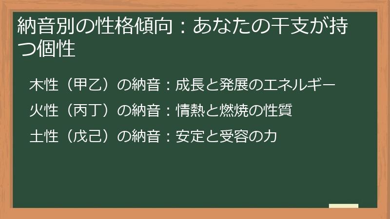納音別の性格傾向：あなたの干支が持つ個性