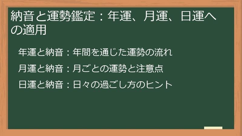 納音と運勢鑑定：年運、月運、日運への適用