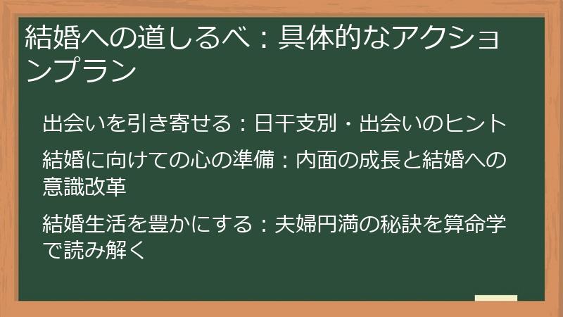 結婚への道しるべ：具体的なアクションプラン