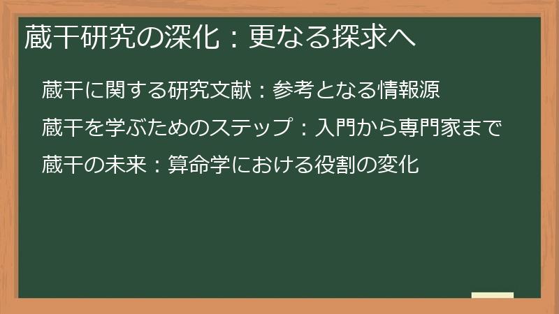 蔵干研究の深化:更なる探求へ
