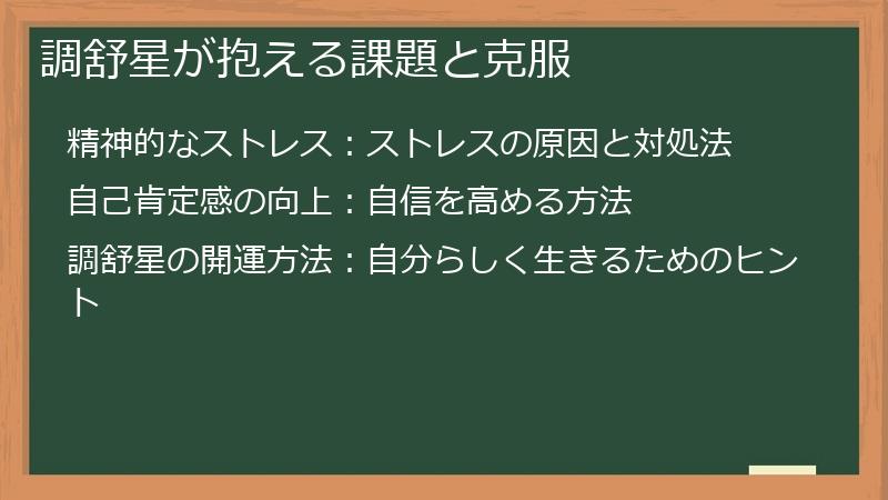 調舒星が抱える課題と克服