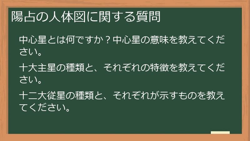 陽占の人体図に関する質問