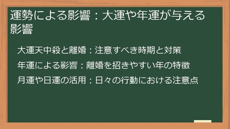 運勢による影響：大運や年運が与える影響