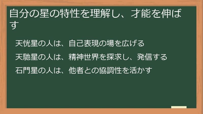 自分の星の特性を理解し、才能を伸ばす