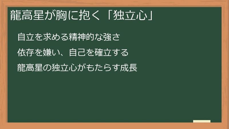 龍高星が胸に抱く「独立心」