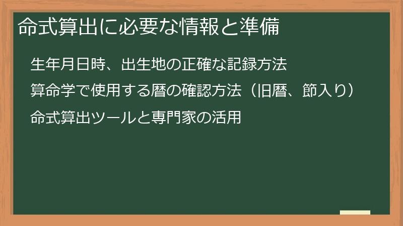 命式算出に必要な情報と準備