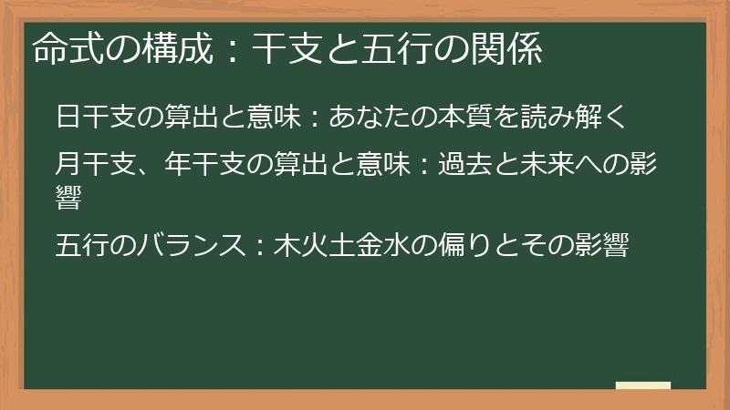 命式の構成：干支と五行の関係