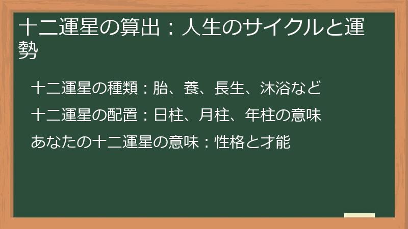 十二運星の算出：人生のサイクルと運勢