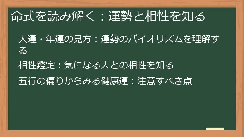 命式を読み解く：運勢と相性を知る