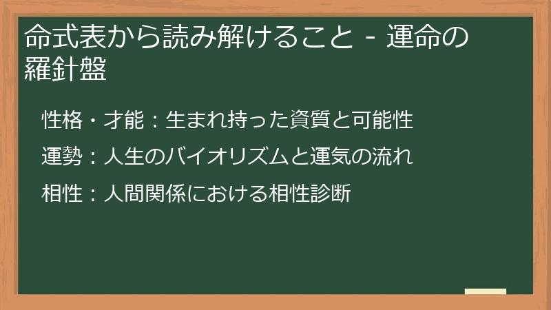 命式表から読み解けること - 運命の羅針盤