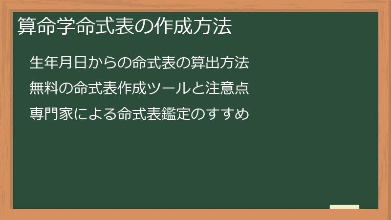 算命学命式表の作成方法