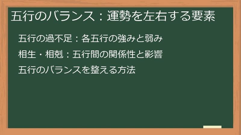 五行のバランス：運勢を左右する要素