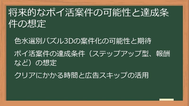 将来的なポイ活案件の可能性と達成条件の想定