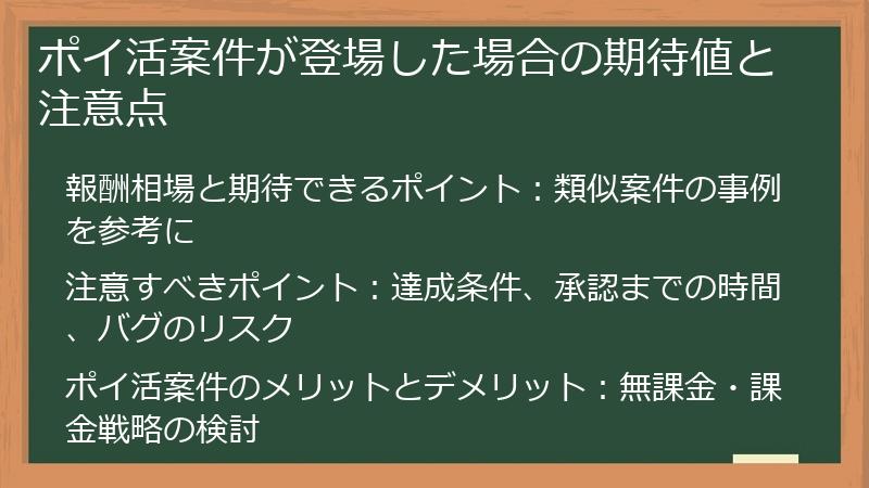 ポイ活案件が登場した場合の期待値と注意点