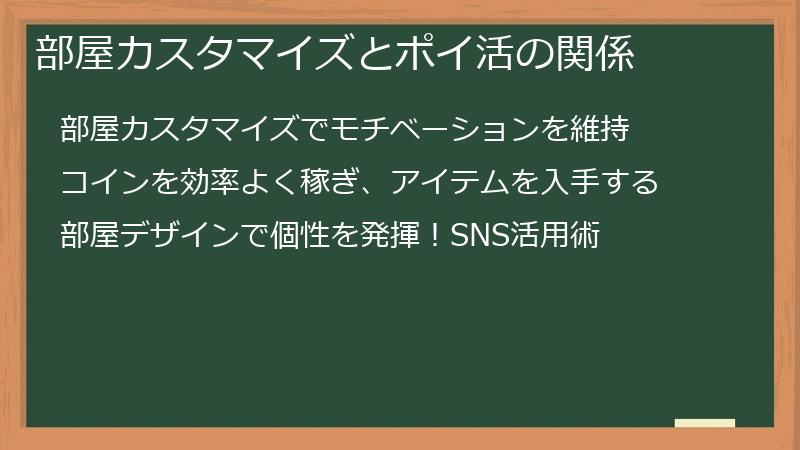 部屋カスタマイズとポイ活の関係