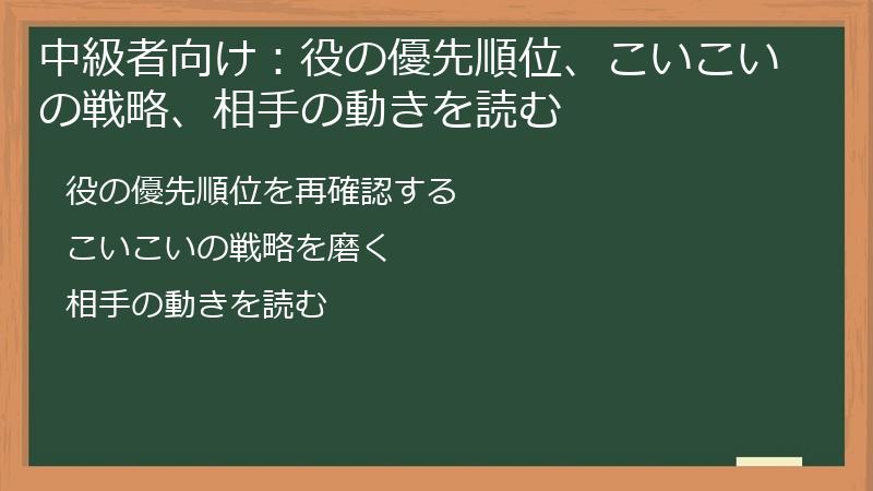中級者向け：役の優先順位、こいこいの戦略、相手の動きを読む
