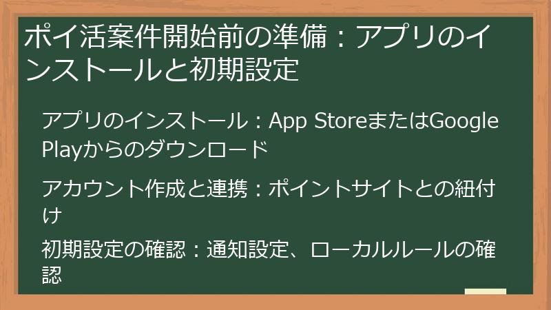 ポイ活案件開始前の準備：アプリのインストールと初期設定