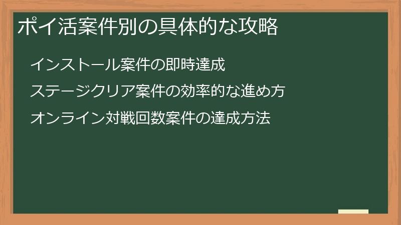 ポイ活案件別の具体的な攻略