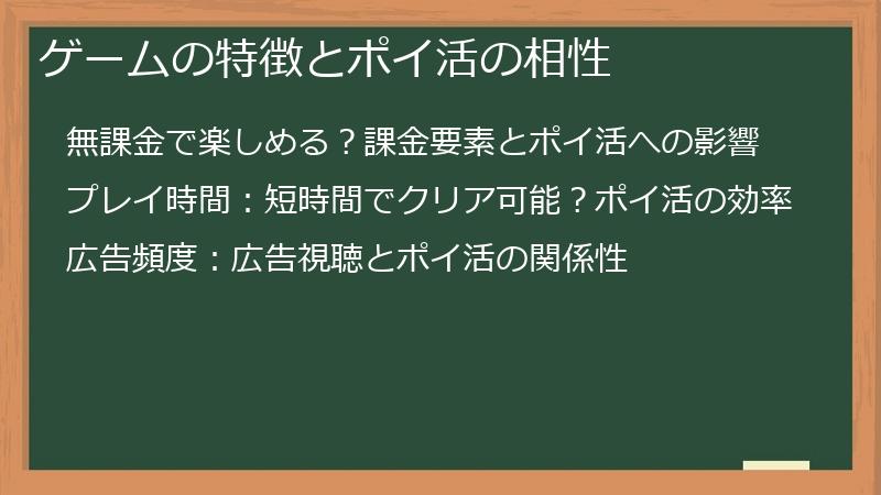 ゲームの特徴とポイ活の相性