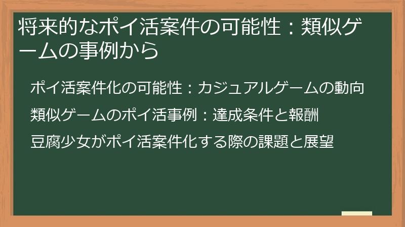 将来的なポイ活案件の可能性：類似ゲームの事例から