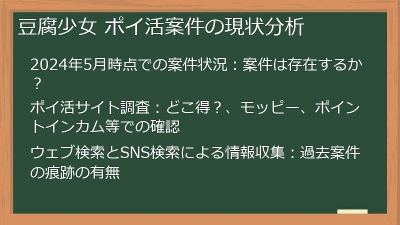 豆腐少女 ポイ活案件の現状分析