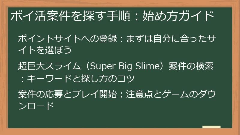 ポイ活案件を探す手順：始め方ガイド