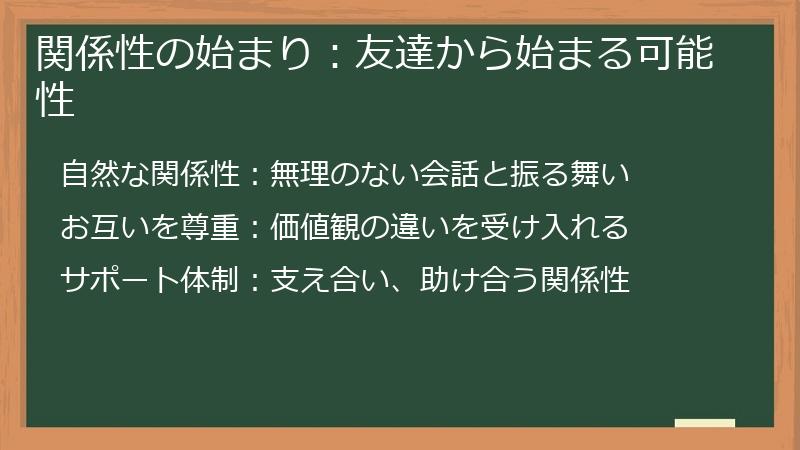 関係性の始まり:友達から始まる可能性
