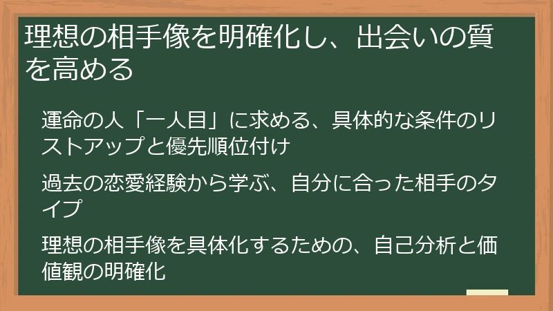 理想の相手像を明確化し、出会いの質を高める