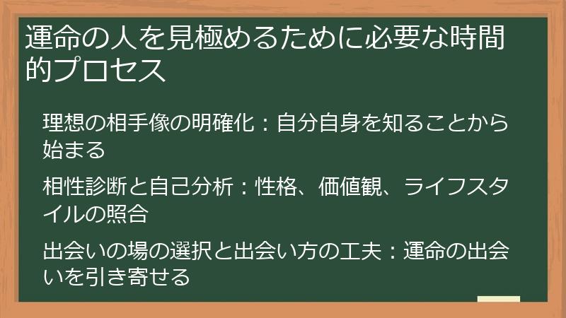 運命の人を見極めるために必要な時間的プロセス