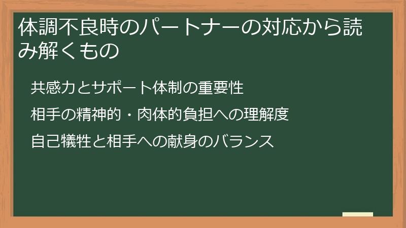 体調不良時のパートナーの対応から読み解くもの