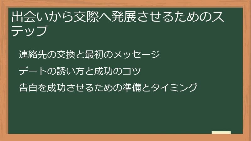 出会いから交際へ発展させるためのステップ
