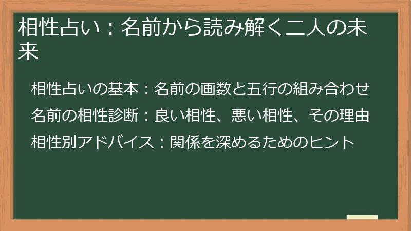 相性占い：名前から読み解く二人の未来