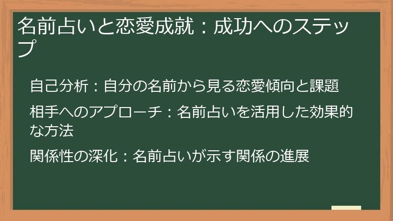 名前占いと恋愛成就：成功へのステップ