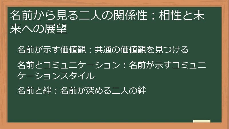 名前から見る二人の関係性：相性と未来への展望
