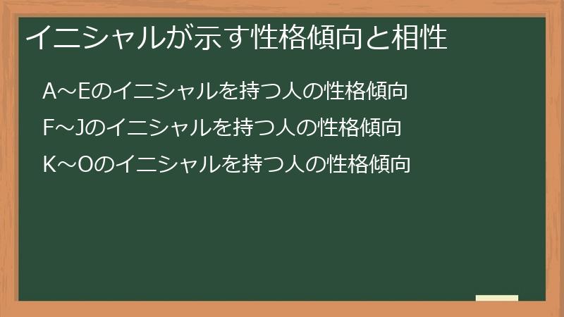 イニシャルが示す性格傾向と相性