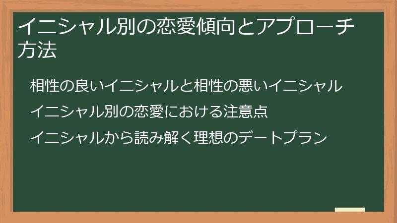 イニシャル別の恋愛傾向とアプローチ方法