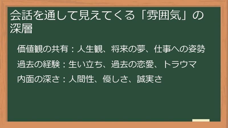 会話を通して見えてくる「雰囲気」の深層