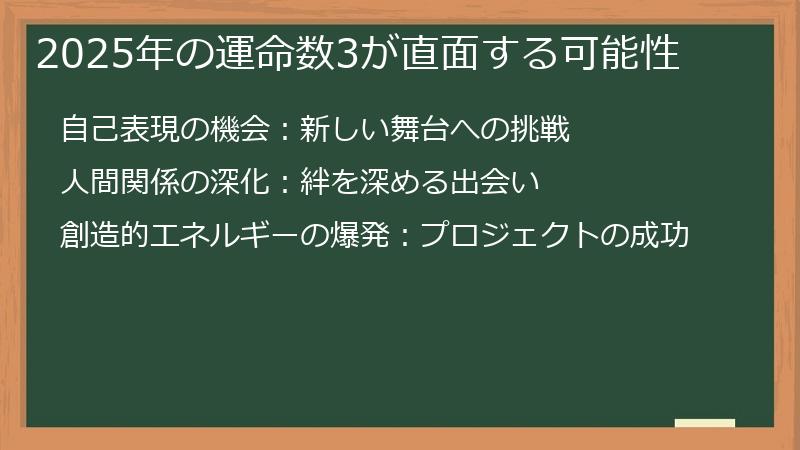 2025年の運命数3が直面する可能性